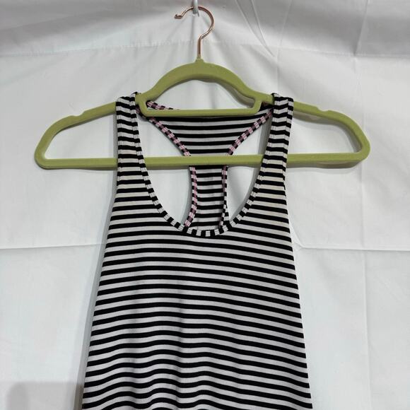 Lululemon Black Striped Razorback Tank Sz 4 - Picture 3 of 11